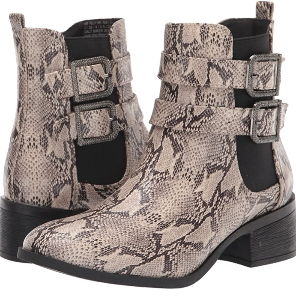 Reaction kenneth cole animal print Salt biker jewel boots